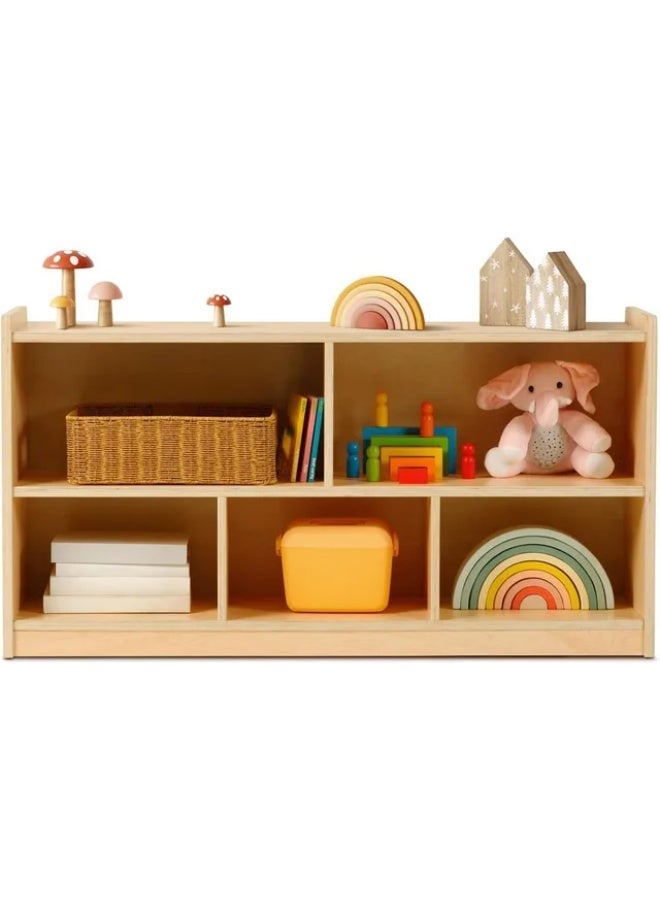TOOKY TOY Montessori Inspired Open Wooden Storage Shelf with 5 Compartments for Kids - Image 1
